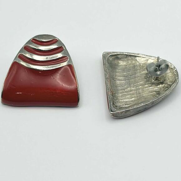 Red & Silver Earrings - Picture 3 of 3